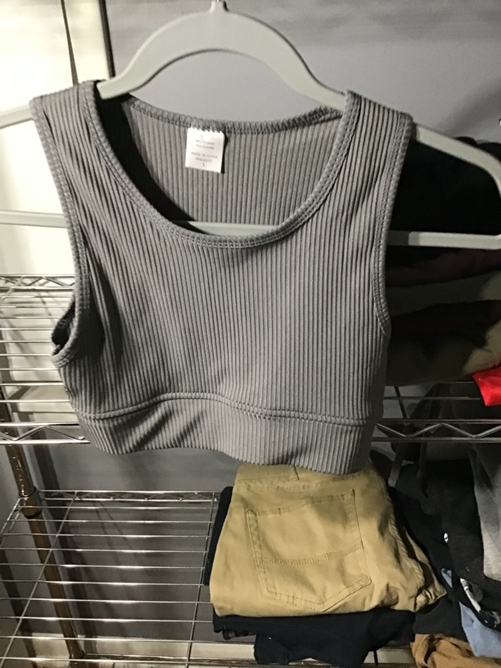Ribbed Gray Cropped Tank Top